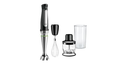 Braun Minipimer 7 - Batidora de Mano con Tecnología SplashControl, Sistema ActiveBlade para Alimentos Duros, Selección de Velocidad, Picadora 350 mL, Vaso 600 mL, 1000 W, Negro (MQ7025X)