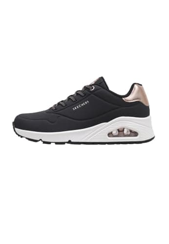 Skechers Mujer Uno Shimmer Away Trainers, Black Durabuck, 39 EU