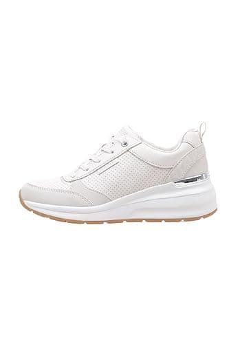 Skechers Billion Subtle Spots, Zapatillas Mujer, Off White Dura Leather White Leopard Trim, 39 EU