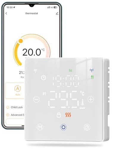 MOES Termostato WiFi a Batería de 2 Hilo, Calefaccion la Caldera Apto para Calderas de Gas, Termostato Programable Controlable por Voz, Compatible con Google Assistant/Alexa/Tuya/Smart Life