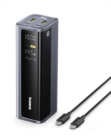 Baseus EnerGeek Power Bank 145W 20800 mAh, Bateria Externa Carga Rapida con 2X USB-C PD 3.0 100W MAX, Affichage Intelligent, Compatible con MacBook Pro, DELL, HP, SteamDeck, iPhone 16/15/14, Samsung