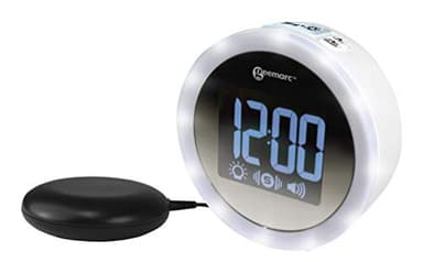 Reloj Despertador con Potente Alarma de 95 dB, Luz Intermitente y Almohadilla Vibratoria - El Geemarc Wake 'N' Shake Star Despierta a Las Personas Que Tienen Problemas de Audición - Versión ES