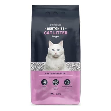 by Amazon Arenero Prémium de Bentonita con Aroma a Talco para Gatos, 10L (Paquete de 1) (Anteriormente Marca Lifelong, Mismo Producto)