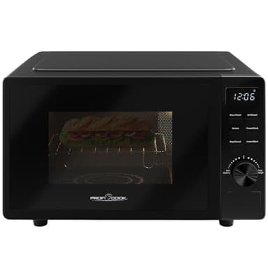 ProfiCook microondas con grill | 20 litros | microondas sin plato giratorio | microondas negro con temporizador y función de descongelación | incl. rejilla grill: 23 x 20cm,1150W | PC-MWG 1278