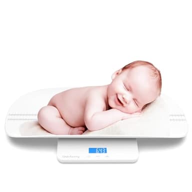 UNICHERRY Báscula Para Bebés, Bascula Bebe Multifuncional con bandeja removible, Báscula digital Para Bebés con funciones de tara y de retención, Mide con precisión bebés,mascotas y adultos(Máx:100kg)