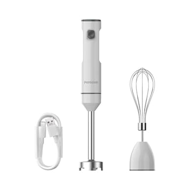 POYOCOM Batidora de mano inalámbrica, batidora de inmersión recargable, con cable tipo C, batidor de huevos para batidos, purés y sopas - Blanco
