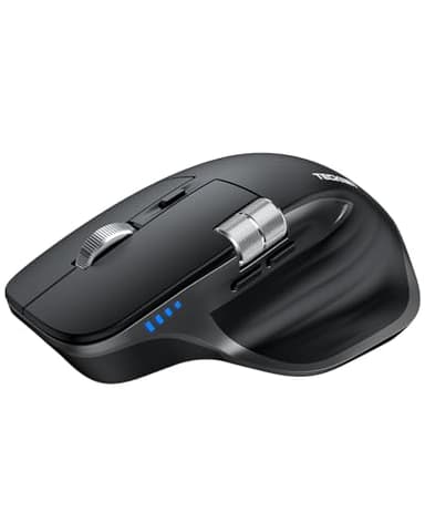 TECKNET Ratón Inalámbrico, 3 Modos (BT 5.3/5.0+2.4G) Recargable Ratón Bluetooth Silencioso con Rueda de Desplazamiento Lateral, 6 Niveles dpi Ajustables Compatible con Windows, macOS, PC - Negro