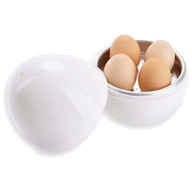 Ideal Swan Cocedor de Huevos Microondas con depósito de agua, Microondas Hervidor de huevos vapor con Hervir en agua, para hasta 4 Huevos, Blanco
