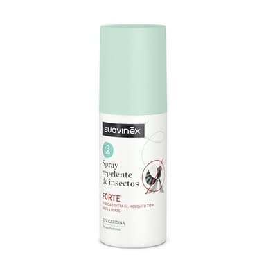 Suavinex, Spray Repelente de Mosquitos e Insectos Forte, Apto Niños +3 Años y Embarazadas, Eficaz contra el Mosquito Tigre, Común y Garrapatas, con 20% Icaridina, Hasta 10 Horas de Eficacia, 100 ml