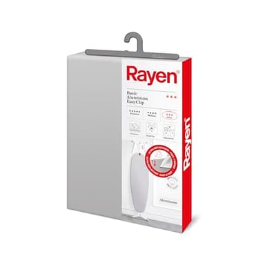 Rayen | Funda Tabla de Planchar Universal | Funda de Planchar Ajuste EasyClip | 2 capas: Espuma y tejido 100% Algodón | Calidad Aluminio | Gama Basic | Medida: 130 x 47 cm | Gris