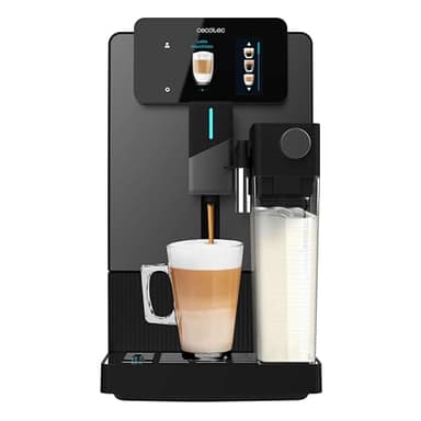 Cecotec Cafetera Superautomática Cremmaet Latte Touch. 19Bares, Thermoblock, 12 Bebidas, 4 Perfiles, Agua 1.1L y 400ml Leche, Pantalla TFT, Molinillo Cónico, Limpieza Automática, Altura Regulable