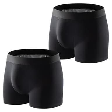 Carer Pack de 2 Boxers para Incontinencia Hombre 250 ml Absorción Algodón Suave Transpirable Antifugas Lavables Reutilizables Calzoncillos Negro Talla L