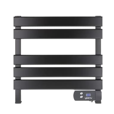 YOEVU | Toallero eléctrico | 150W, Aleación de Aluminio, 55,5x5,5x52,7cm | Pantalla LCD táctil, Temporizador programable, bajo Consumo | Secado eficiente y Ahorro energético | Negro
