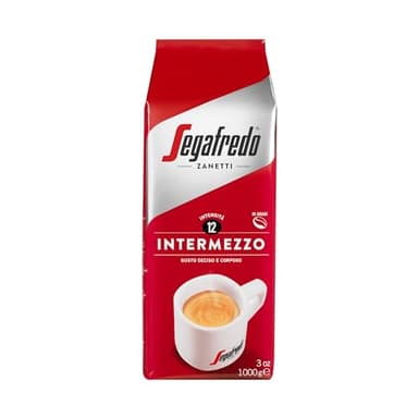 Segafredo Zanetti Café en Grano Intermezzo (Paquete de 1 Kg) - Apto para la Moka - Línea Le Classiche, Granos de Café Tostado Oscuro, Sabor Decidido y Cuerpo