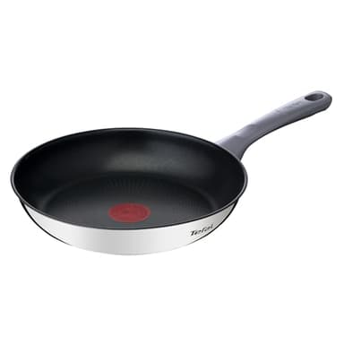 Tefal Daily Cook - Sartén de 24 cm, Apto inducción, antiadherente, revestimiento titanio, Thermo-signal,apto lavavajillas y horno, acero inoxidable