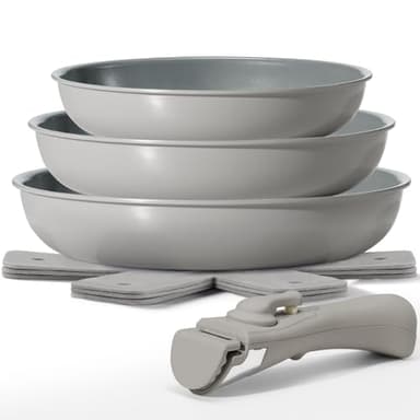 Juego de 3 Sartenes de 20/24/28 cm, mango extraíble, Sartenes Induccion, antiadherentes Sin PFOA, apto lavavajillas y horno