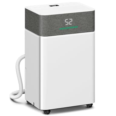 HOMCOM Deshumidificador de aire 20L/día, deshumidificador silencioso, drenaje continuo, tanque de agua 4.5L, temporizador 24h, pantalla LED, indicador de humedad, antimoho, secado de ropa, blanco