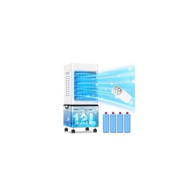 Aire Acondicionado Portátil 12 L, Enfriador de Aire sin Tubo 45W, 3 Modos 6 Velocidades, Climatizador Evaporativo Silencioso 4 en 1, Temporizador de 1-12 H, Control Remoto para Hogar Oficina