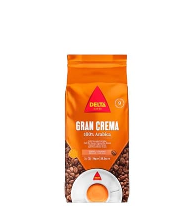 Delta Cafés Gran Crema - Café en Grano 100% Arábico de Guatemala y Colombia - Notas de Cacao Chocolate y Caramelo - 1 Kg
