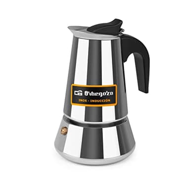 Orbegozo KFI 460 , Cafetera italiana inducción , 4 tazas , mango ergonómico, apta para cocinas de gas, eléctricas y de vitrocerámica, se puede usar en lavavajillas, color acero inoxidable