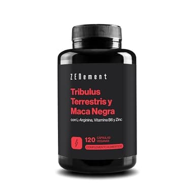Tribulus Terrestris y Maca Negra, con L-Arginina, Zinc y Vitamina B6 - Fórmula para la Vitalidad Masculina - 120 Cápsulas Veganas - Zenement