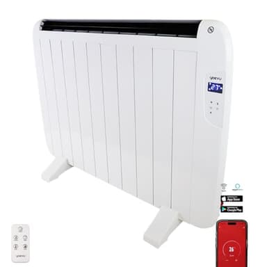 YOEVU - Emisor Térmico Wifi 1500W de Aluminio | Control por Voz y App Móvil | Bajo consumo, Silencioso y Programable | Ideal para Estancias Medianas | Blanco
