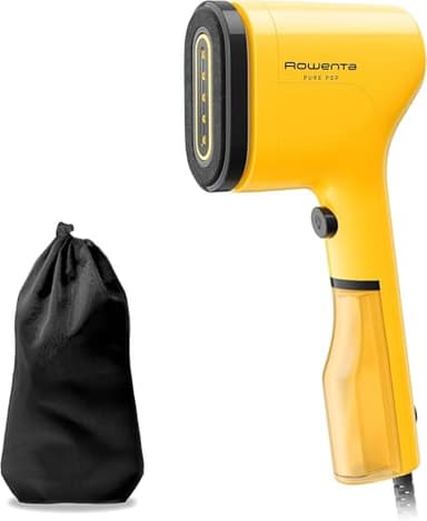 Rowenta Pure Pop - Cepillo de vapor de 1300 W con salida de vapor de hasta 20 gr/min que plancha y purifica, elimina pelusas y pelo, cabezales reversibles, diseño para viaje, color amarillo, DR2026
