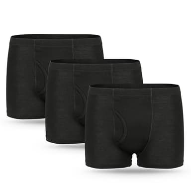 3 Pares de Calzoncillos para Incontinencia Hombre 250 ml Boxer de Algodón Lavable y Reutilizable con Almohadilla Absorbente Ropa Interior Absorbente Negro Talla L