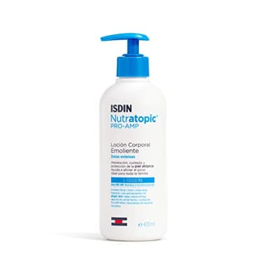 ISDIN Nutratopic Pro-AMP Loción, Loción Corporal Emoliente Zonas Extensas, Ayuda a aliviar el picor de la piel atópica, 400 ml