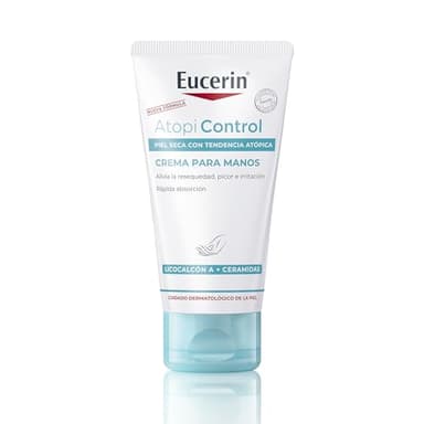 Eucerin AtopiControl Crema de Manos Calmante (75 ml), crema para la dermatitis atópica para un alivio inmediato, con ceramidas, reparación de manos secas y agrietadas con dermatitis atópica y eczema