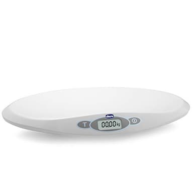 Chicco Báscula electrónica digital para bebés y niños pequeños con pantalla LCD digital, báscula para bebés de hasta 20 kg, función de tara, función estabilizadora, memorización del último pesaje