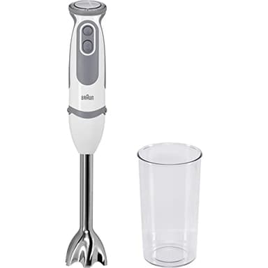 Braun Minipimer 5200 Batidora de Mano, 1000 W, 21 Velocidades y Función Turbo, Campana Anti-salpicaduras, Powerbell Plus, Easy-Click, Incluye Vaso Medidor de 600 ml, Color Blanco