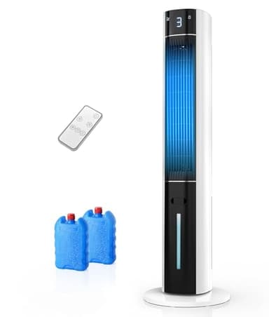 EXNOS Climatizador Evaporativo Portátil- Alternativa al Aire Acondicionado Portatil Enfriador de Aire Silencioso,3 Modos, Temporizador 12H, Mando, Función Aroma, Blanco