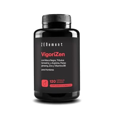 VigoriZen con Maca Negra, Tribulus terrestris, L-Arginina, Ginseng, Zinc y Vitamina B6 - Testosterona y Metabolismo Energético Masculino - 120 Cápsulas Veganas - Zenement