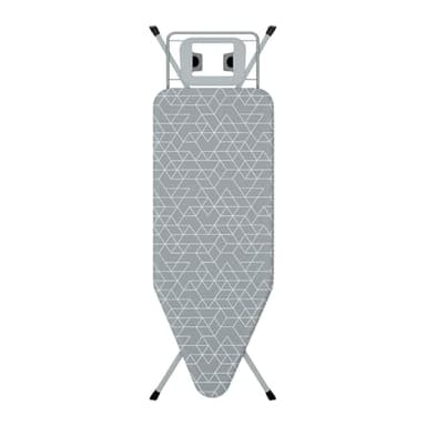 STANEW Tabla de Planchar 120 x 45 cm,Plegable Tabla Planchar,Apto para planchas de Vapor, Sistema de Cierre de Seguridad,Altura Regulable,100% Algodón,con Soporte Sólido Unidad de Vapor(Gris)