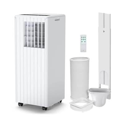 Aire Acondicionado Portátil 9000 BTU 3 En 1, Enfría, Deshumidifica 42L/Día y Ventila, 2 Velocidades, Modo Sueño, Bajo Ruido, Control Remoto, Temporizador 24H, Para Habitaciones Hasta 28 M²
