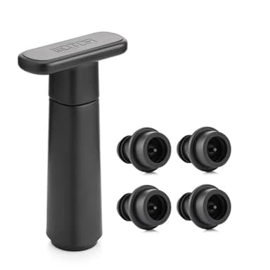 WOTOR Bomba de vacío Wine Saver con 4 tapones, tapón de vino y conservador, sellador reutilizable que mantiene fresco