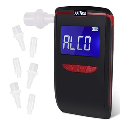 HooJtny Alcoholímetro Homologado DGT, Alcoholimetro Portátil Certificado Profesional, Alcoholímetro Digital con 6 Boquillas Sensor Semiconductor