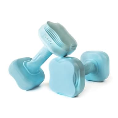 ARIBEC Par de Mancuernas Antideslizantes 1kg - 1,5kg - 2kg - 3kg con Guia Ejercicios, Diseño Innovador - Juego de Pesas y Mancuernas Ergonomicas para Ejercicio en Casa - Gimnasio en Casa (Azul, 1,5kg)