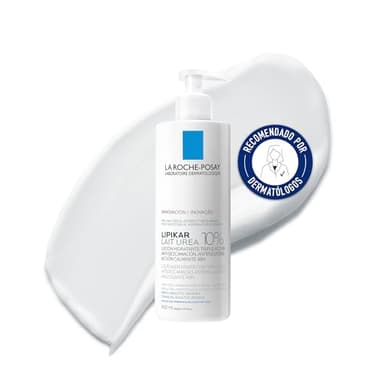 La Roche Posay Leche Hidratante con Urea 10%, Triple Acción Calmante, Anti-picor y Anti-reaparición durante 48 Horas, Apta para Pieles Muy Secas, Ásperas y Escamosas, Lipikar, 400 ml