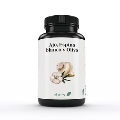 Ebers Ajo, Espino Blanco y Olivo - 60 perlas - 2 Meses de Suministro, Extracto de Aceite de Ajo, Fuente de Alicina, Suplemento Alimenticio Sin Gluten y Sin Lactosa