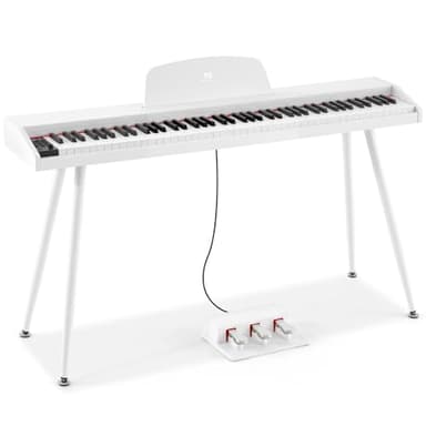 MUSTAR Piano digital de 88 teclas para principiantes, tamaño completo con 3 pedales, piano electrónico portátil, piano digital doméstico con USB MIDI y soporte, color blanco