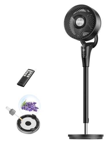 Dreo Ventilador de Pie Silencioso para Dormitorio [Mejorado], Flujo de Aire 27m, 20dB, Oscilación 90°, Motor DC, 8 Velocidades, 3 Modos, Altura 96–106 cm, Temporizador 8H, Inclinación 105°