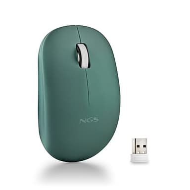 NGS Fog Pro Green – Ratón Inalámbrico Óptico 1000 dpi, Nano USB, Botones Silenciosos, Plug & Play, Ambidiestro, Compatible con PC, Mac y Portátil, Verde