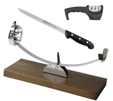 CUPERINOX Soporte Jamonero Balancín | Jamonero Giratorio Profesional | Jamonero Madera | Incluye Cuchillo Profesional, Afilador Funda Cubre Jamón| Jamoneros Elite Collection