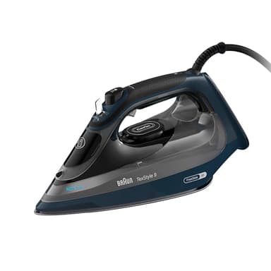 Braun TexStyle 9 SI9682 DB - Plancha de vapor con tecnología FreeGlide 3D, vapor vertical, función antigoteo, función de autolimpieza, orificio de llenado de 330 ml, 260 g/min, 3200 W, azul oscuro