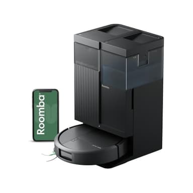 iRobot Roomba Plus 516 Combo Base AutoWash multifunción autolimpiable, 22KPa, Mopas DualClean Elevables y Extensible, Lava 75º, Seca 45º, Clearview LiDAR, Autonomía 90 Días, Accesorios Extra, Negro