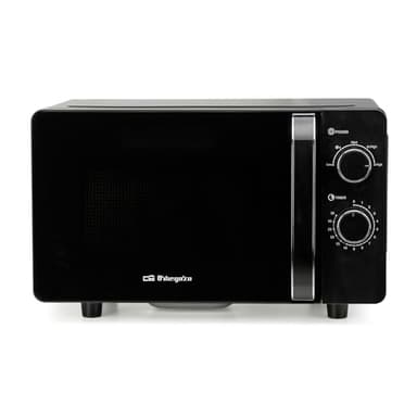 Microondas Orbegozo MI 2061 CE, 20 Litros, 700 W, sin plato giratorio, apta para platos cuadrados, 5 niveles de potencia, negro.