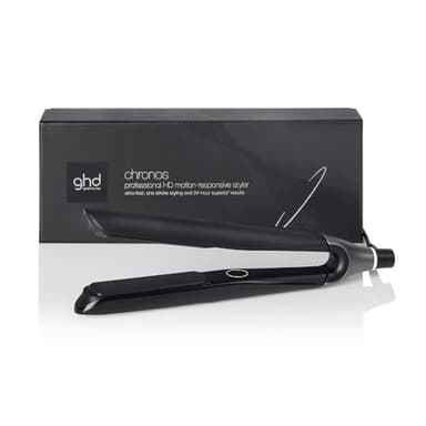 ghd chronos negra - plancha de pelo profesional, lisos, rizos y ondas de alta definición, 3 veces más rápida, tecnología HD motion-responsive, temperatura óptima de peinado 185ºC
