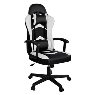 Silla Gaming Ergonómica Reclinable con Cojín Lumbar y Cervical | Respaldo Alto Acolchado | Altura ajustable | Ruedas Giratorias 360° y Reposabrazos | Ideal Ordenador, Oficina, Videojuego o Escritorio